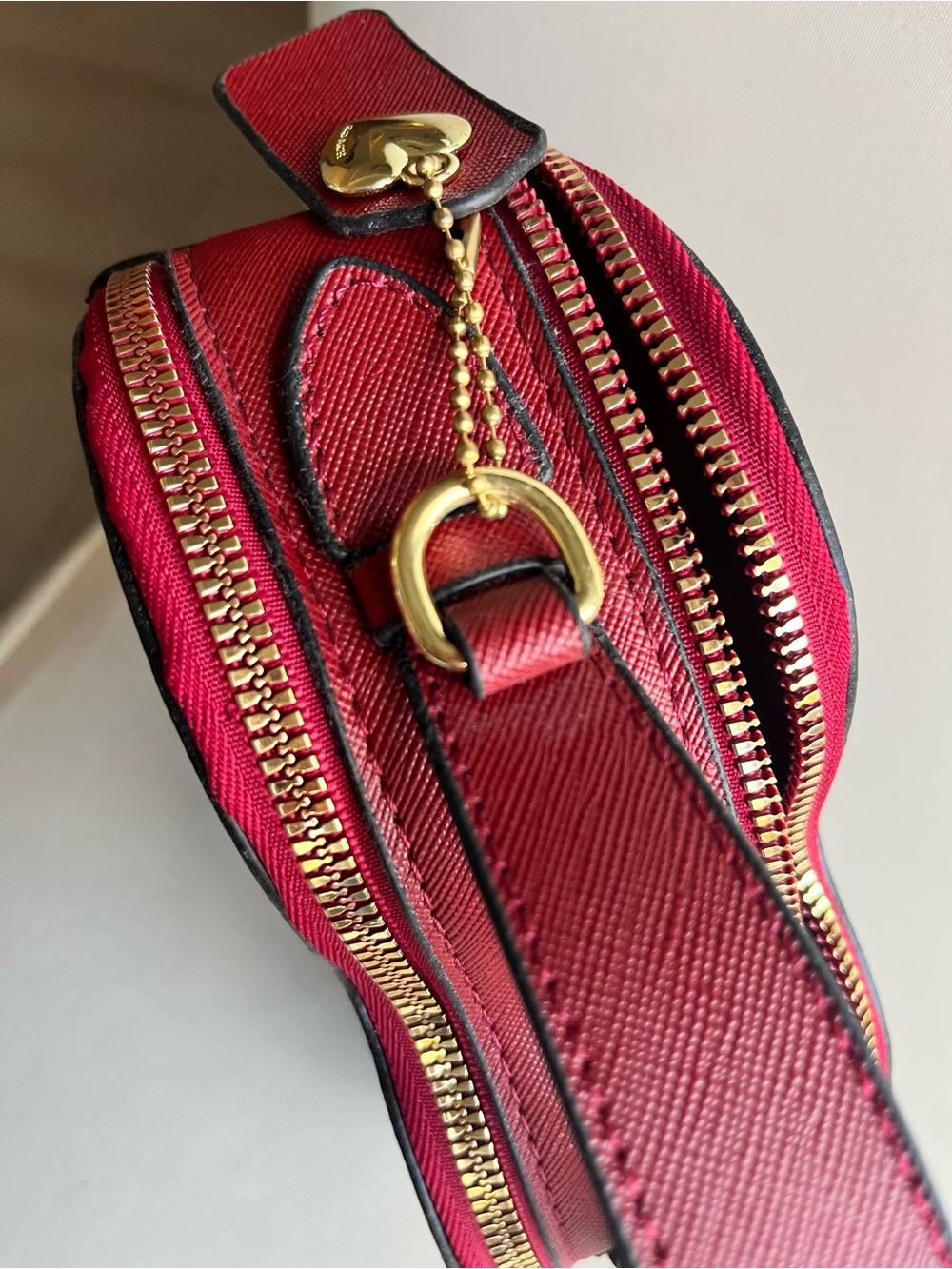 Coach Heart-Shaped Signature Canvas Wristlet in Red Floral - Picture 12 of 15